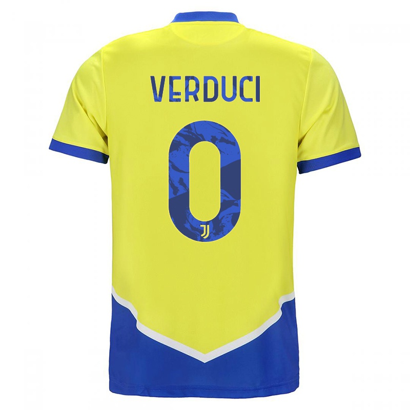 Mujer Camiseta Giuseppe Verduci #0 Azul Amarillo 3ª Equipación 2021/22 La Camisa