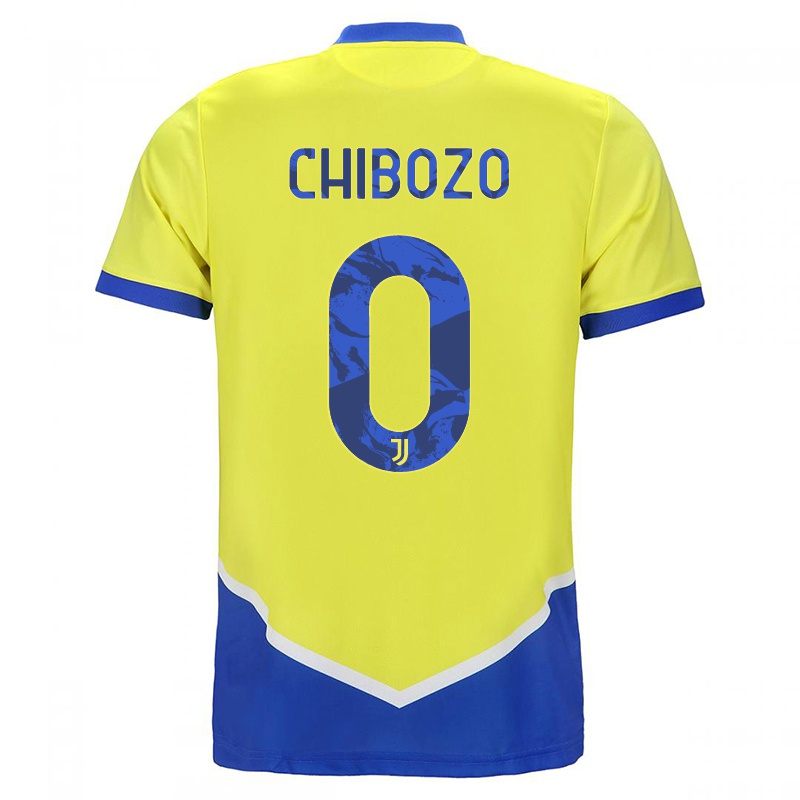 Mujer Camiseta Angel Chibozo #0 Azul Amarillo 3ª Equipación 2021/22 La Camisa