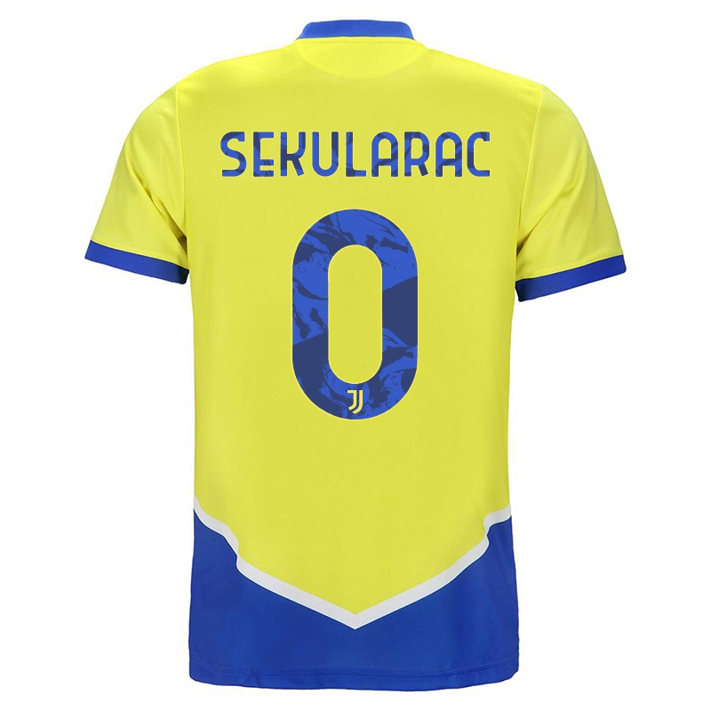 Mujer Camiseta Kristian Sekularac #0 Azul Amarillo 3ª Equipación 2021/22 La Camisa