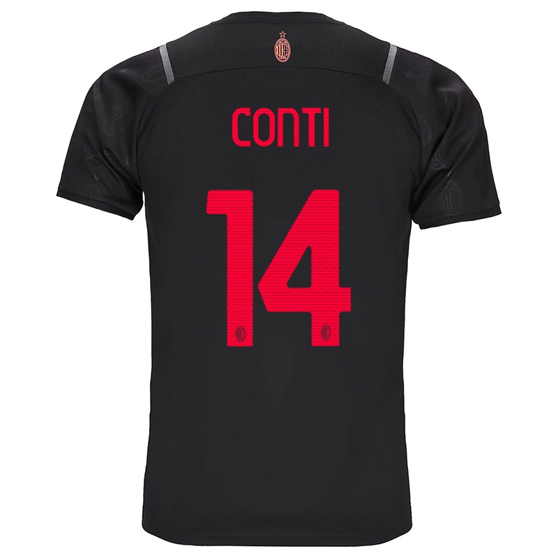 Mujer Camiseta Andrea Conti #14 Negro 3ª Equipación 2021/22 La Camisa
