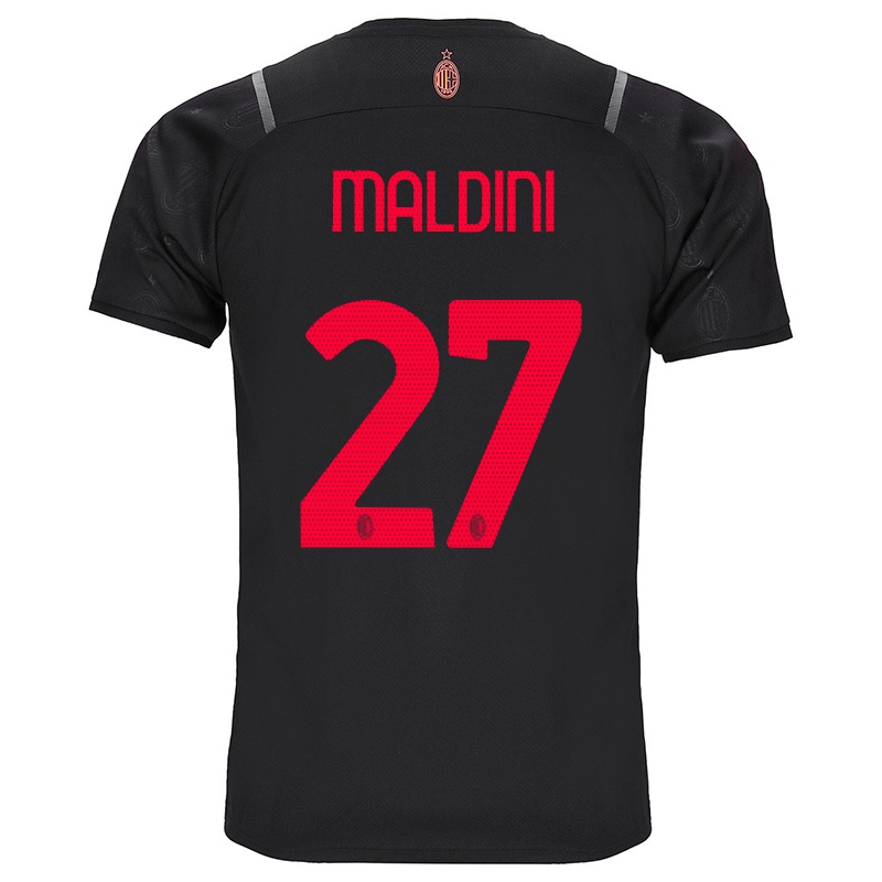 Mujer Camiseta Daniel Maldini #27 Negro 3ª Equipación 2021/22 La Camisa