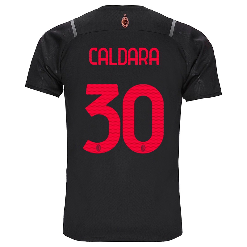 Mujer Camiseta Mattia Caldara #30 Negro 3ª Equipación 2021/22 La Camisa