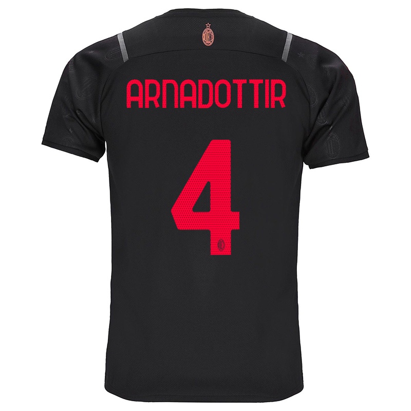 Mujer Camiseta Guný Arnadottir #4 Negro 3ª Equipación 2021/22 La Camisa