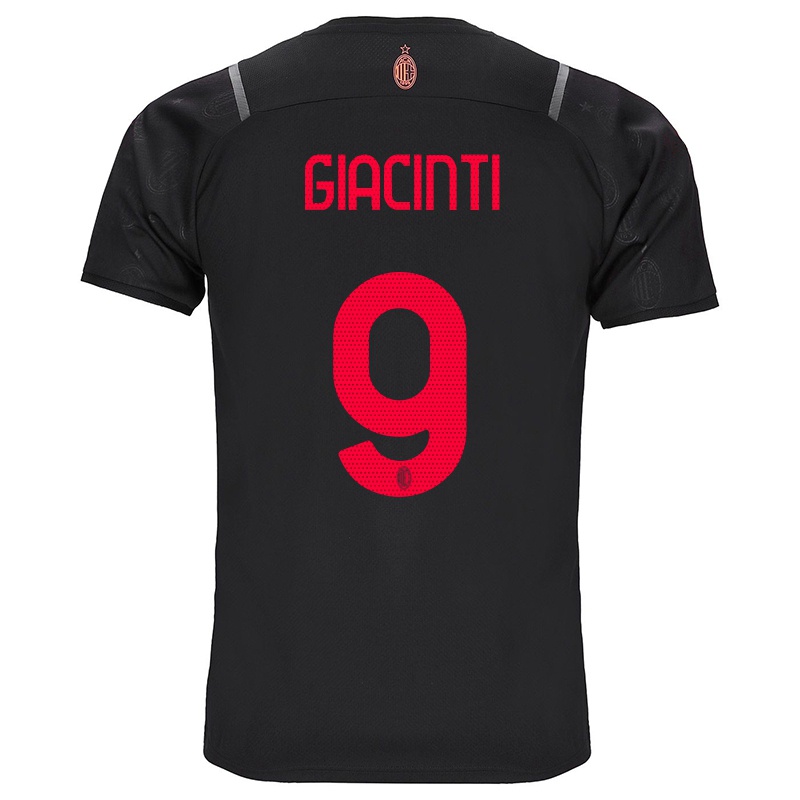 Mujer Camiseta Valentina Giacinti #9 Negro 3ª Equipación 2021/22 La Camisa