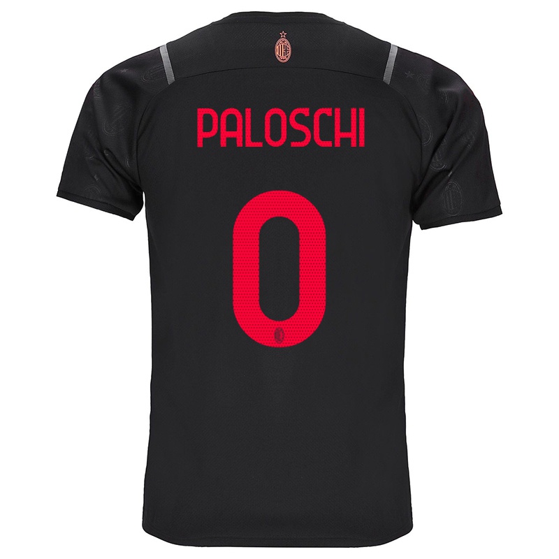 Mujer Camiseta Mattia Paloschi #0 Negro 3ª Equipación 2021/22 La Camisa