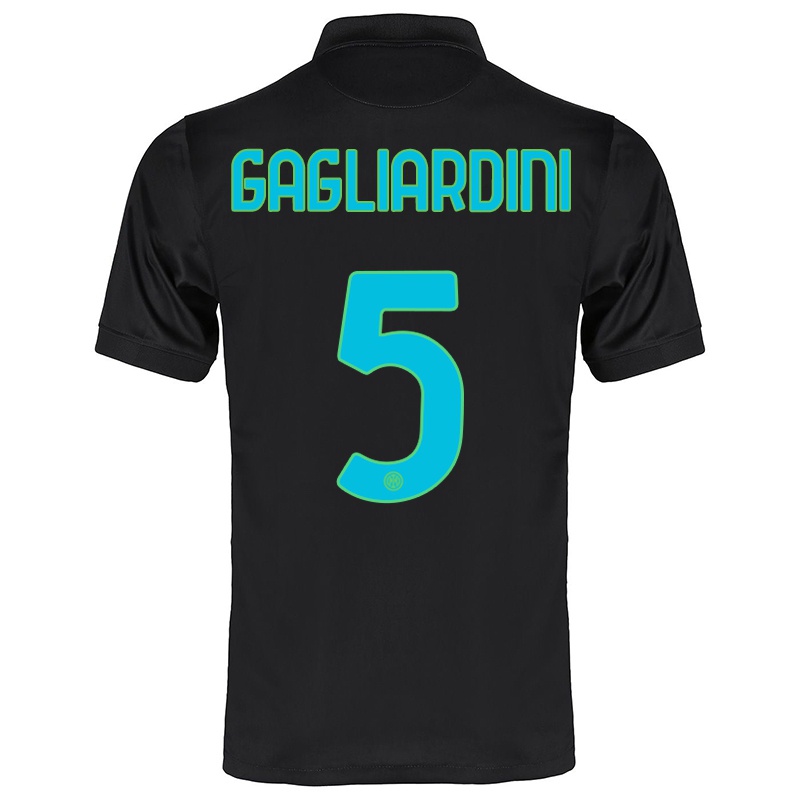 Mujer Camiseta Roberto Gagliardini #5 Negro 3ª Equipación 2021/22 La Camisa