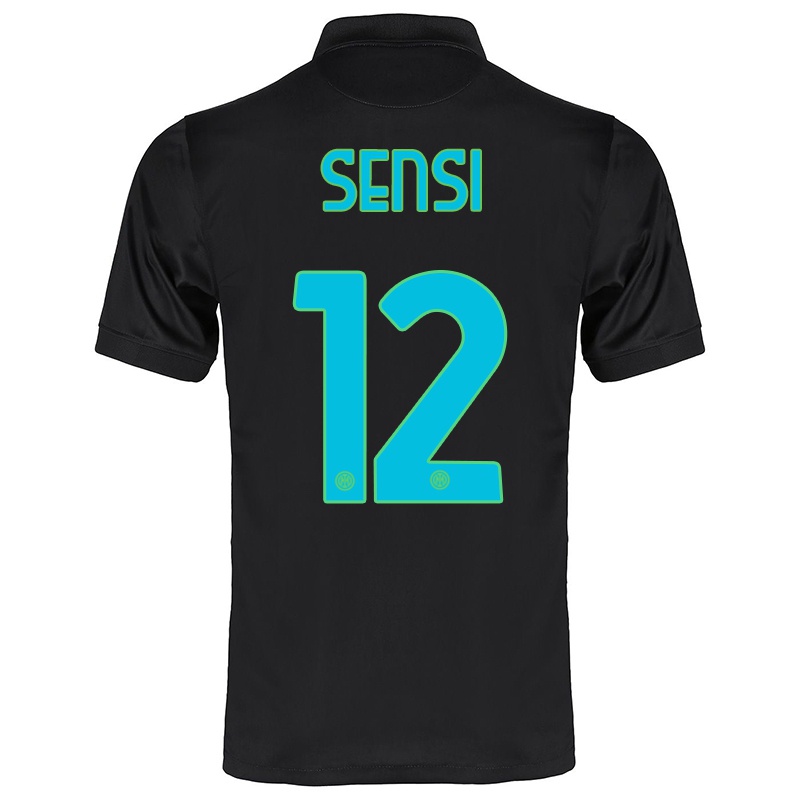 Mujer Camiseta Stefano Sensi #12 Negro 3ª Equipación 2021/22 La Camisa