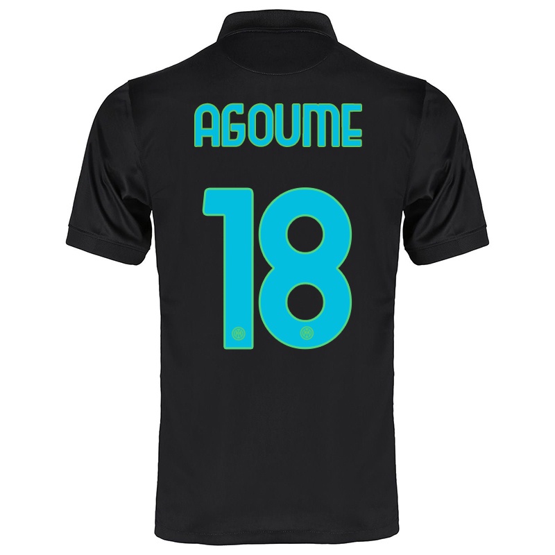 Mujer Camiseta Lucien Agoume #18 Negro 3ª Equipación 2021/22 La Camisa
