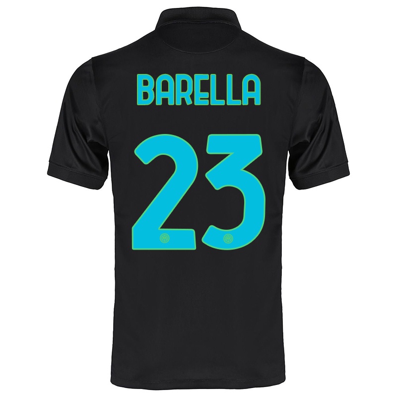 Mujer Camiseta Nicolo Barella #23 Negro 3ª Equipación 2021/22 La Camisa