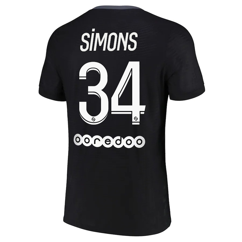 Mujer Camiseta Xavi Simons #34 Negro 3ª Equipación 2021/22 La Camisa