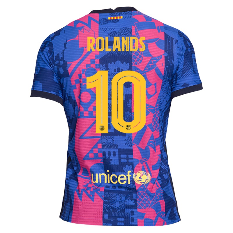 Mujer Camiseta Smits Rolands #10 Rosa Azul 3ª Equipación 2021/22 La Camisa