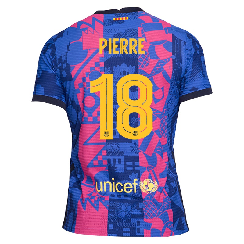 Mujer Camiseta Oriola Pierre #18 Rosa Azul 3ª Equipación 2021/22 La Camisa