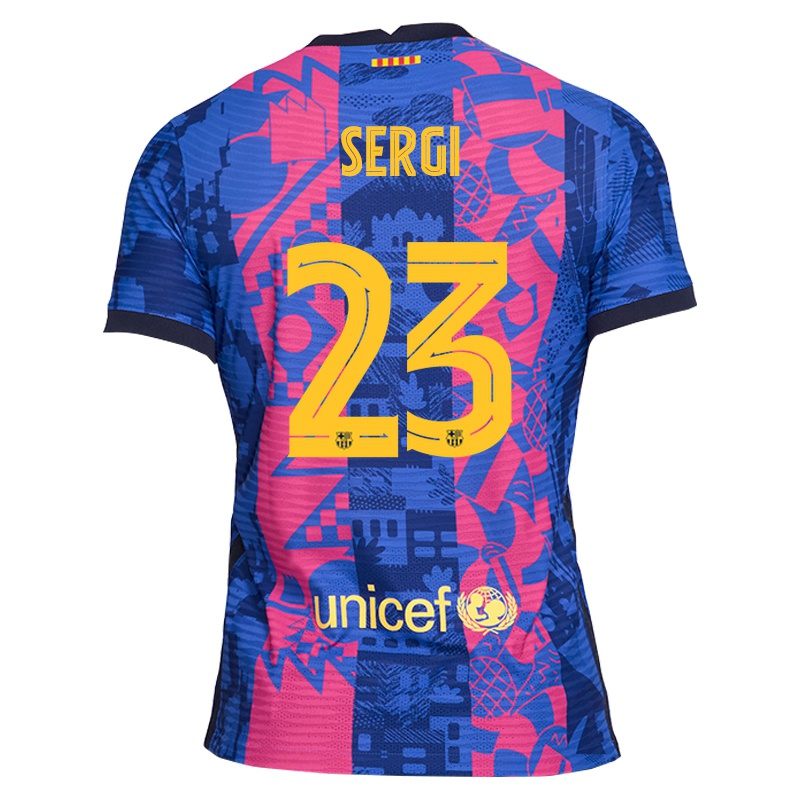 Mujer Camiseta Martinez Sergi #23 Rosa Azul 3ª Equipación 2021/22 La Camisa