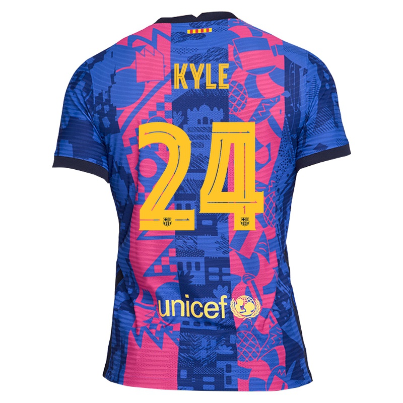 Mujer Camiseta Kuric Kyle #24 Rosa Azul 3ª Equipación 2021/22 La Camisa