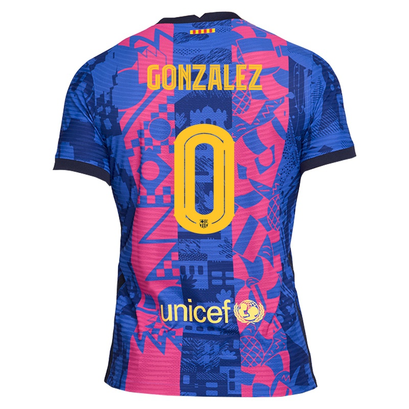 Mujer Camiseta Joan Gonzalez #0 Rosa Azul 3ª Equipación 2021/22 La Camisa
