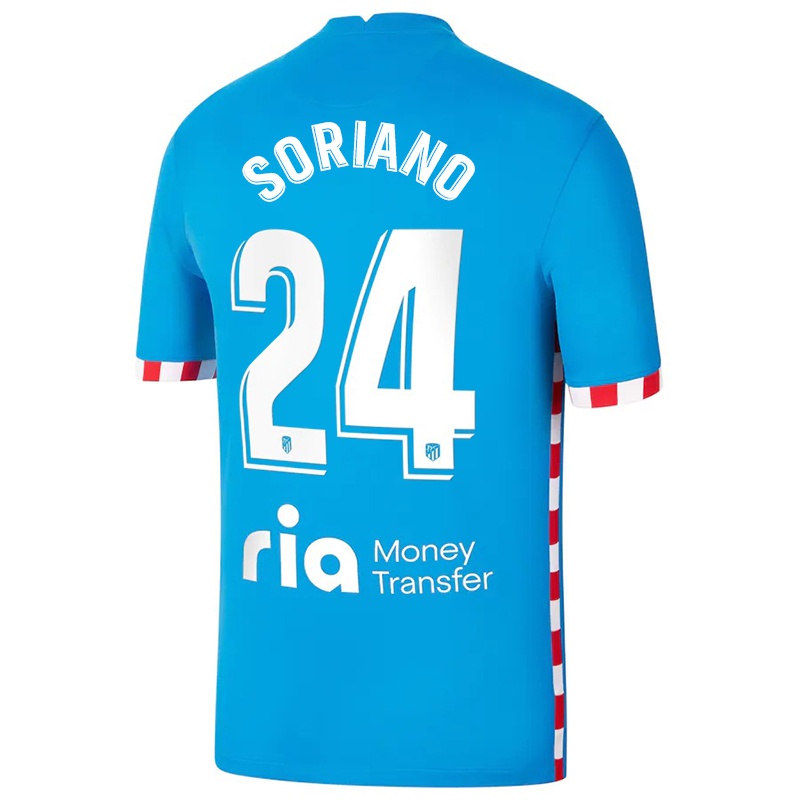 Mujer Camiseta Mario Soriano #24 Azul 3ª Equipación 2021/22 La Camisa