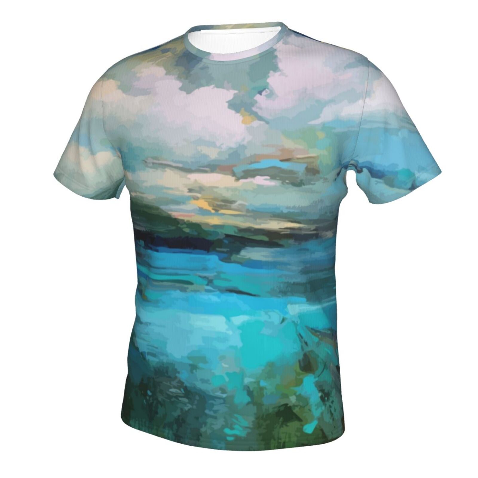 Camiseta Clásica Nubes Sobre Los Elementos De Pintura Del Lago