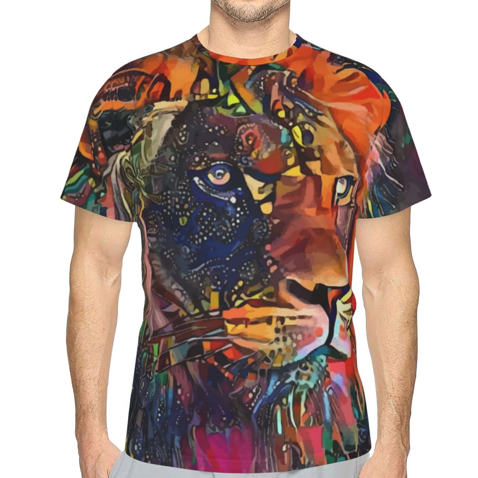 Camiseta Clásica Nirkos Lion Elementos De Técnica Mixta