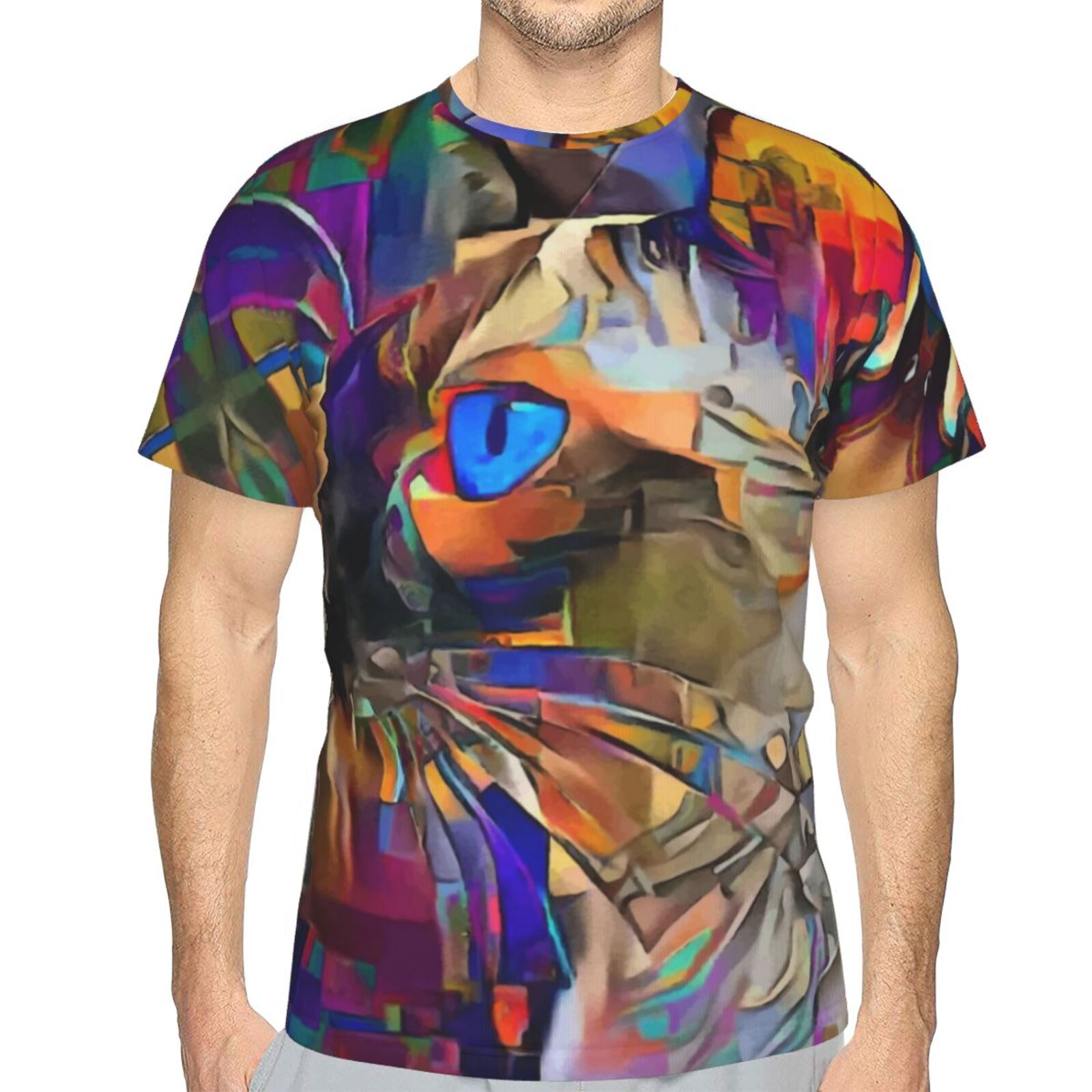 Camiseta Clásica Siam Boy Gato Elementos De Técnica Mixta