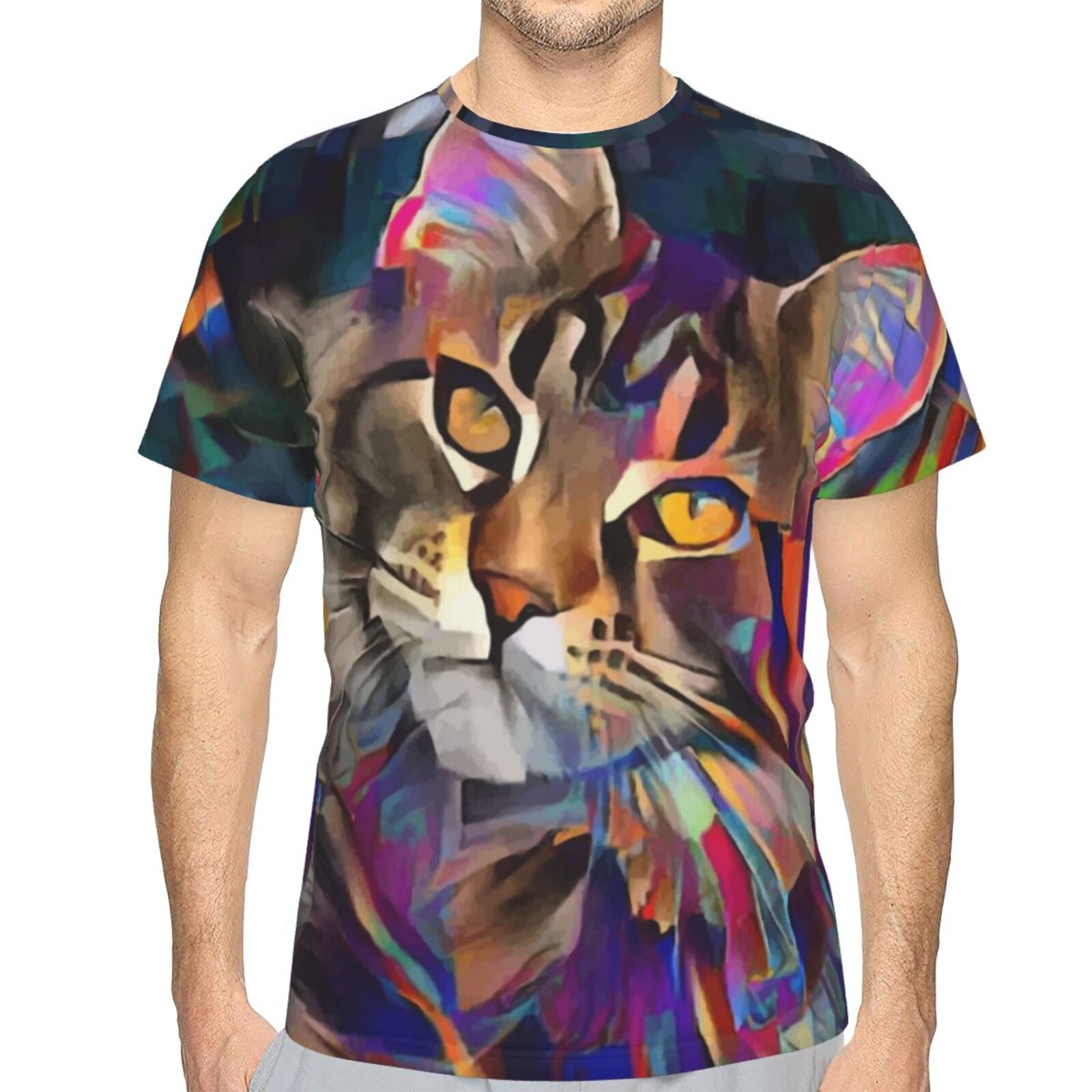 Camiseta Clásica Lazzy Gato Elementos De Técnica Mixta