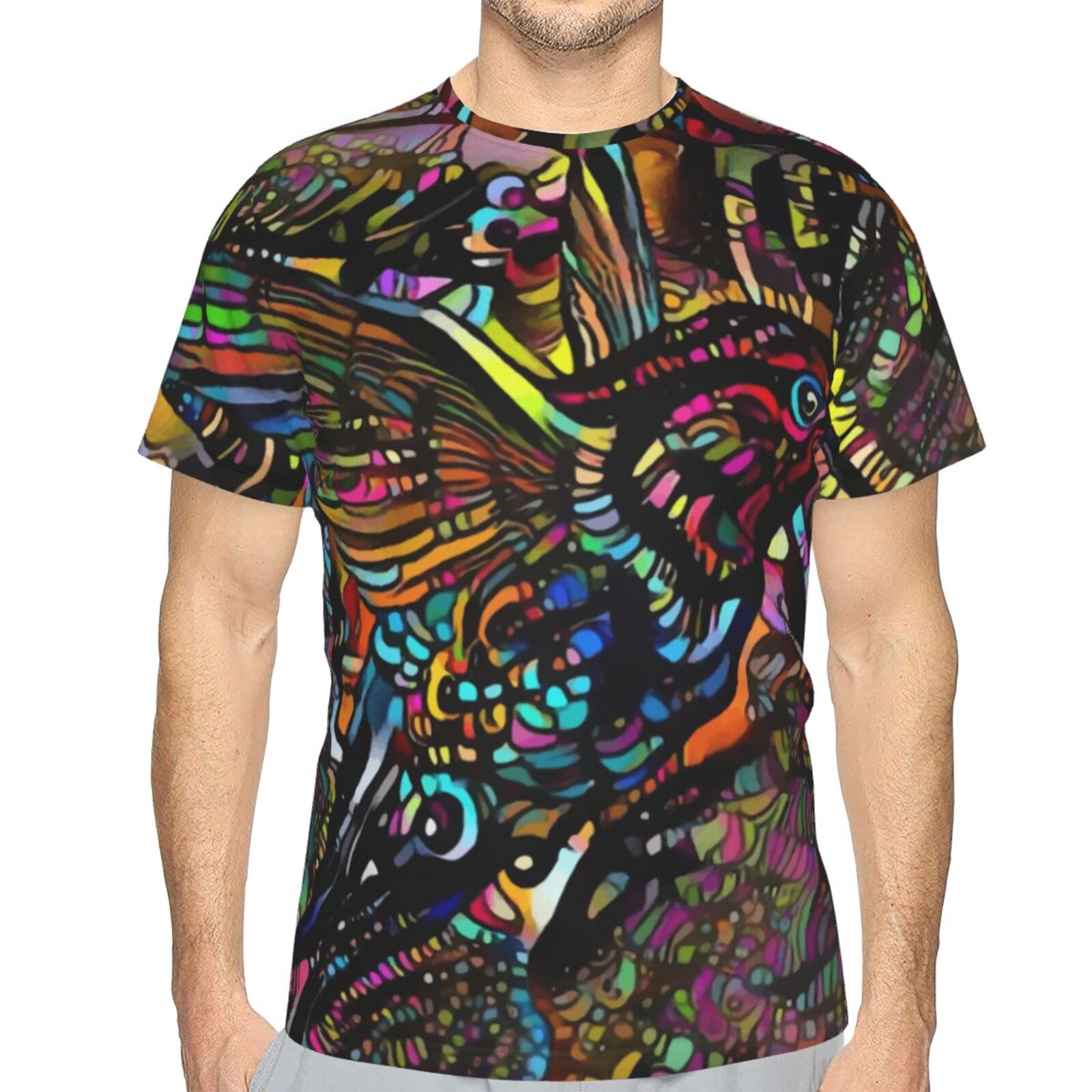 Camiseta Clásica Colibrius Bird Elementos De Técnica Mixta